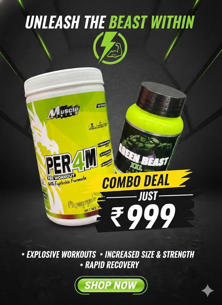 Muscle Divine PER4M Pre-Workout + Green Beast XXL Labs (60 Capsules)