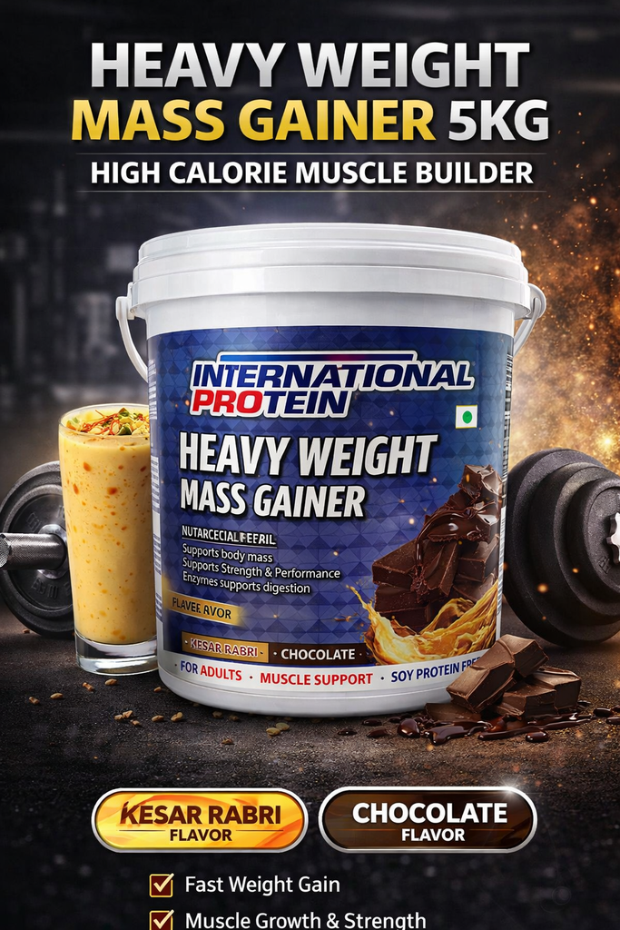 International Protein Heavy Weight Mass Gainer 5kg | High Calorie Muscle Builder (Kesar Rabri / Chocolate) (kesar Rabri)