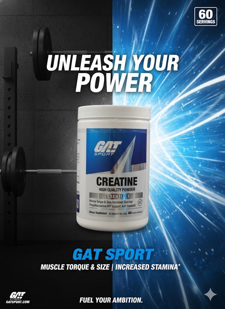 GAT Sport Essentials Creatine Monohydrate – 300g (60 Servings)