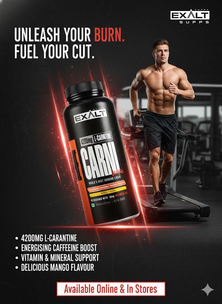 Exalt Supps Carni-Burn Liquid | 4200mg L-Carnitine with Yohimbine HCL – Mango Flavour (900ml)