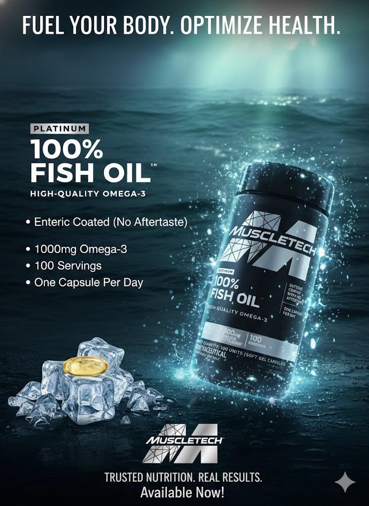 MuscleTech Platinum | 100% Fish Oil – Ultra-Pure Omega-3 (100 Soft Gels)