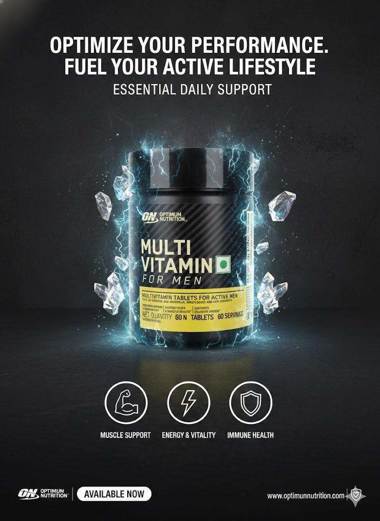 Optimum Nutrition (ON) Multi Vitamin for Men – Daily Vitamin Tablets for Active Men | 25 Vitamins & Minerals, Amino Acids & Anti-Oxidants | 60 Tablets (60 Servings)