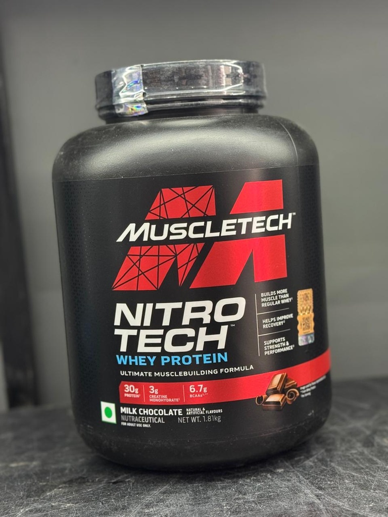 MuscleTech Nitro-Tech Whey Protein – Ultimate Musclebuilding Formula (Milk Chocolate, 1.81kg), Muscle Gainer