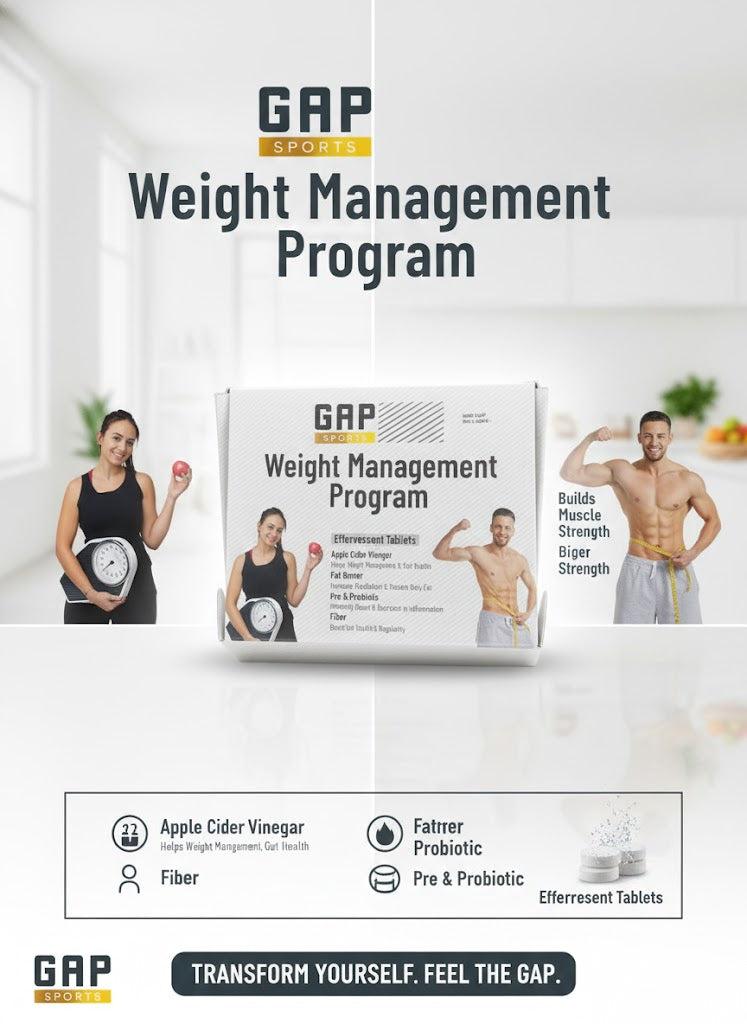 GAP SPORTS Weight Management Program – Effervescent Tablets for Detox, Metabolism & Gut Health, Fat Burner