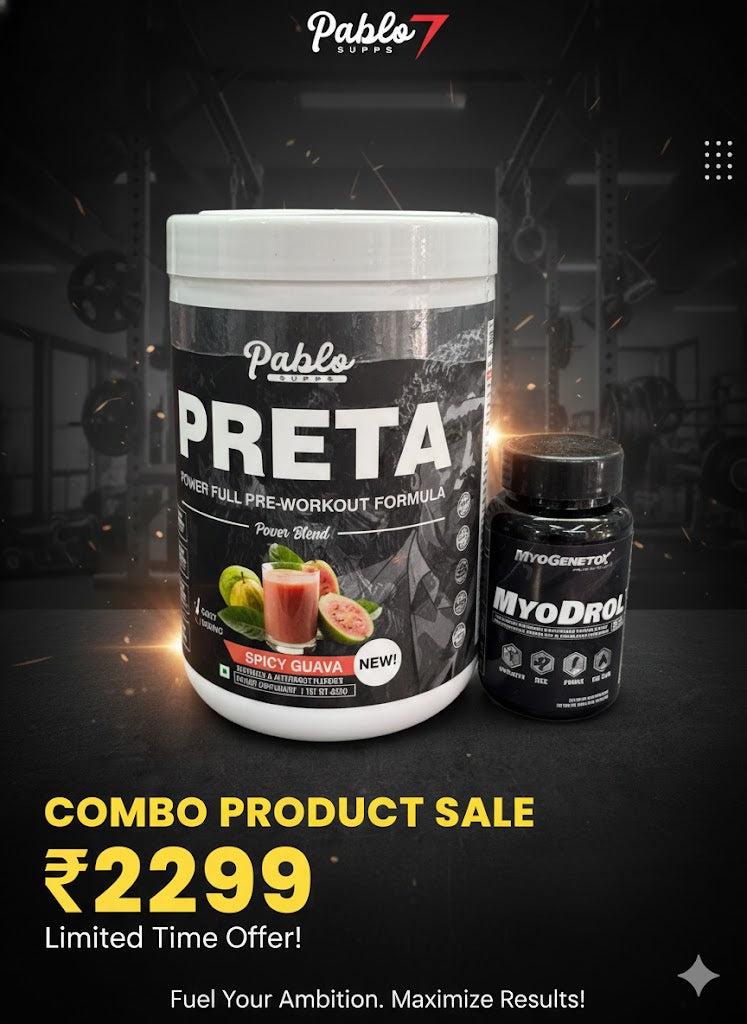 Elite Performance & Hardening Combo: Pablo Supps PRETA Pre-Workout + MyoGenetix MYODROL – 2-Product Power Stack (IMLI)