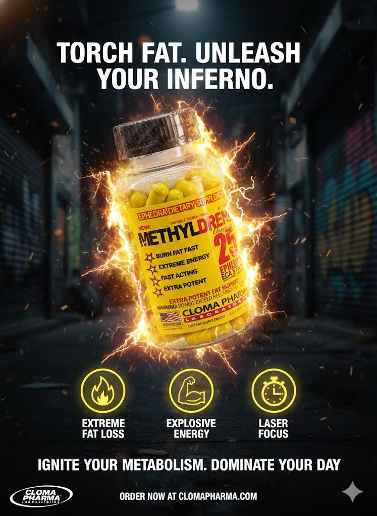 Cloma Pharma Methyldrene 25 – Ephedra ECA Stack Fat Burner (100 Capsules)