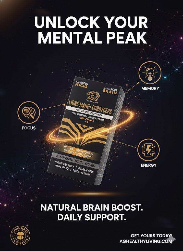 Lions Mane + Cordyceps Dual Extract - Focus & Recovery Liquid Supplement (30ml)