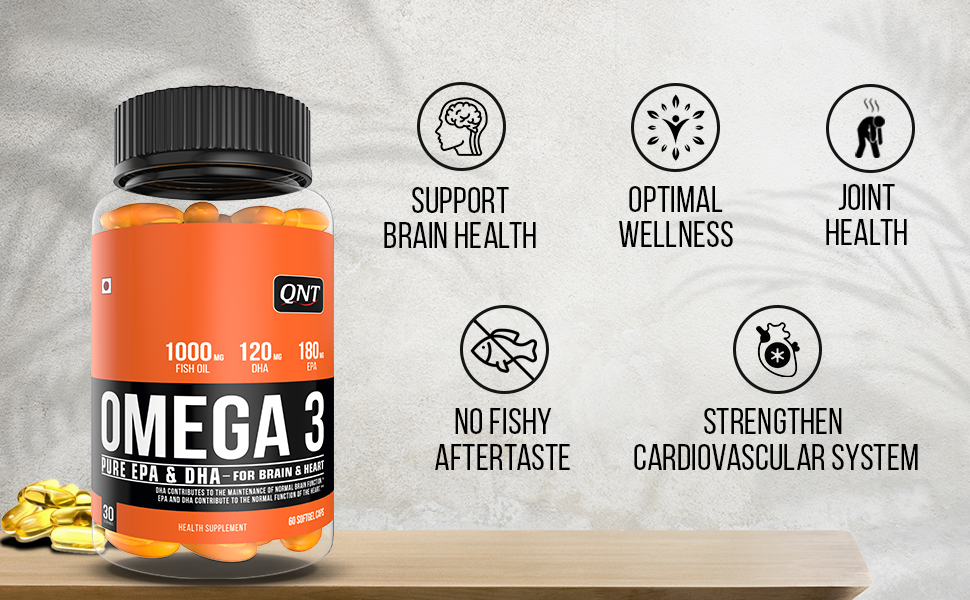 QNT Omega 3 Pure EPA & DHA – Support for Brain, Heart, & Joint Health (60 Softgels)
