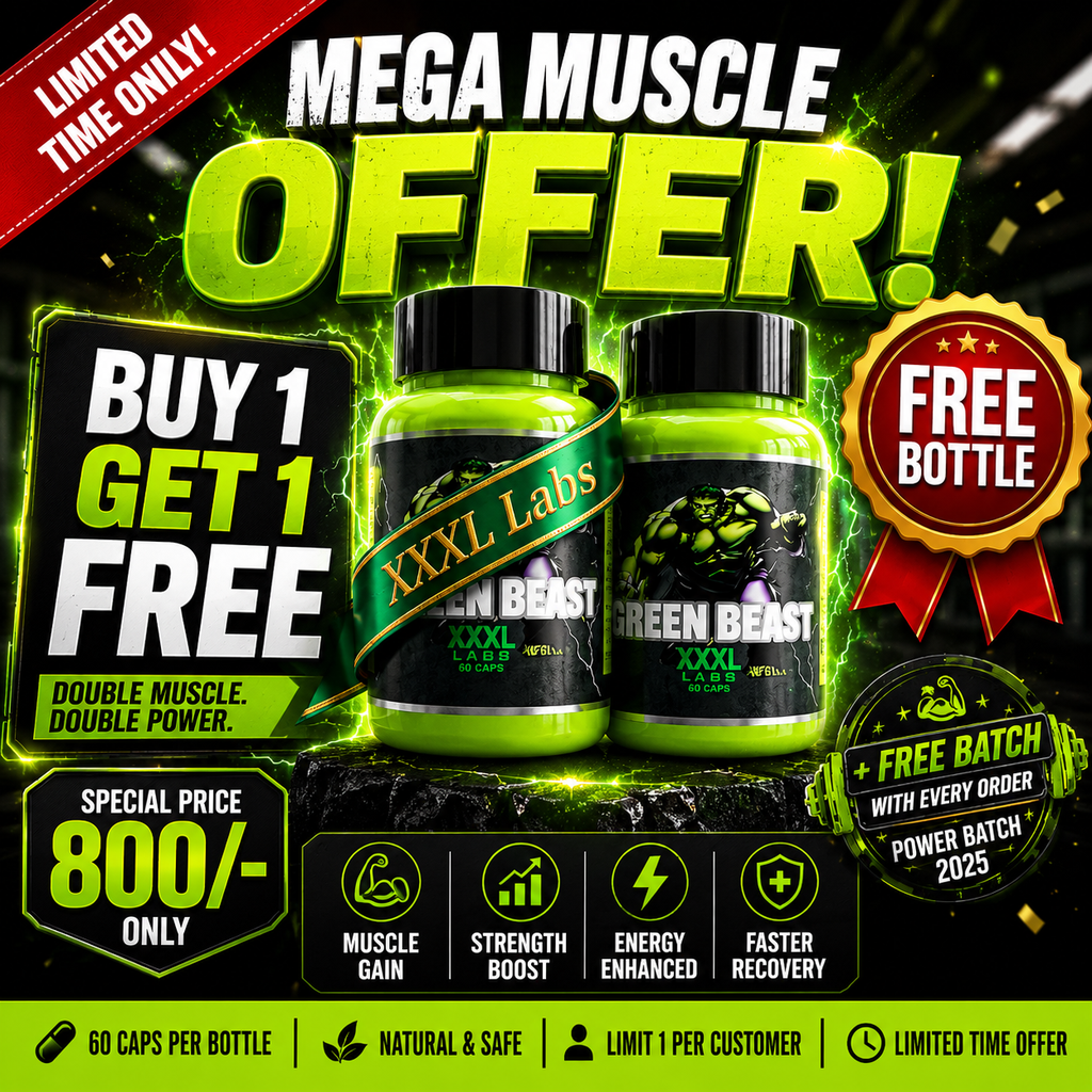 Green Beast XXL Labs - 60 Capsules BUY 1 GET 1 Free Offer - 2pc
