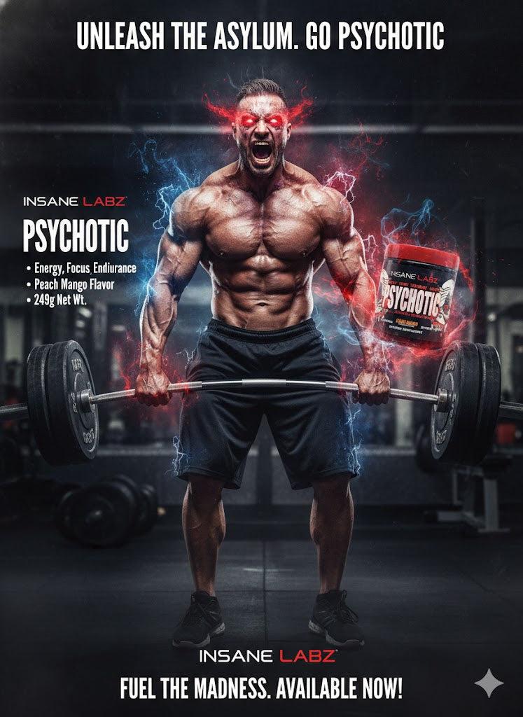 INSANE LABZ | PSYCHOTIC™ – High-Stimulant Pre-Workout (Peach Mango)