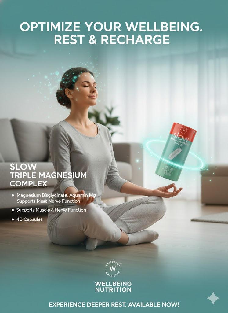 Wellbeing Nutrition | SLOW TRIPLE MAGNESIUM COMPLEX™ – Muscle & Nerve Function (60 Capsules)