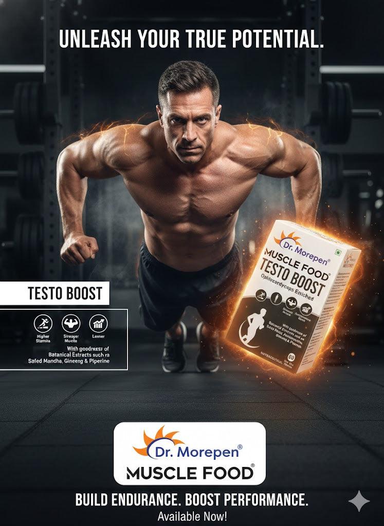 Dr. Morepen Muscle Food | TESTO BOOST – Ophiocordyceps Enriched (60 Tablets)