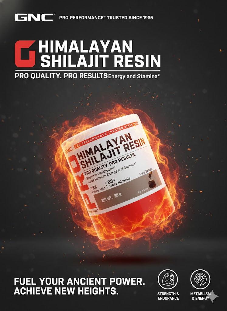 GNC Pro Performance Himalayan Shilajit Resin – Pure Shilajit for Energy, Stamina & Metabolism | 75% Fulvic Acid & 85+ Trace Minerals | 20g